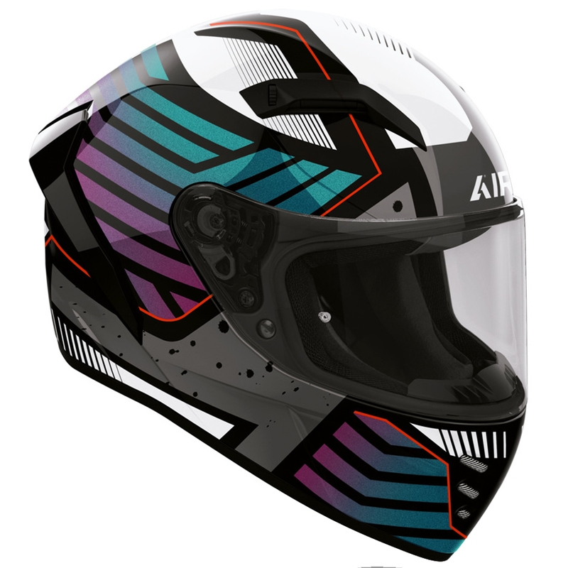 Casque intégral de moto Airoh Connor Flex blanc-gris-bleu-violet