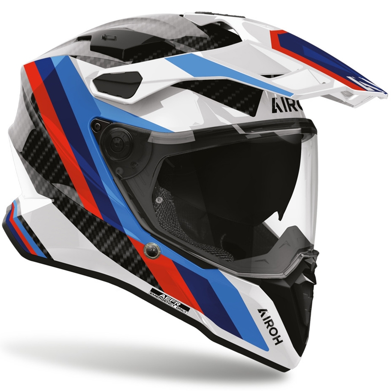 Casque de moto enduro Airoh Commander 2 Carbon Rank noir-blanc-bleu