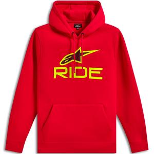 Sweat à capuche Alpinestars Ride 3 rouge-jaune fluo-noir