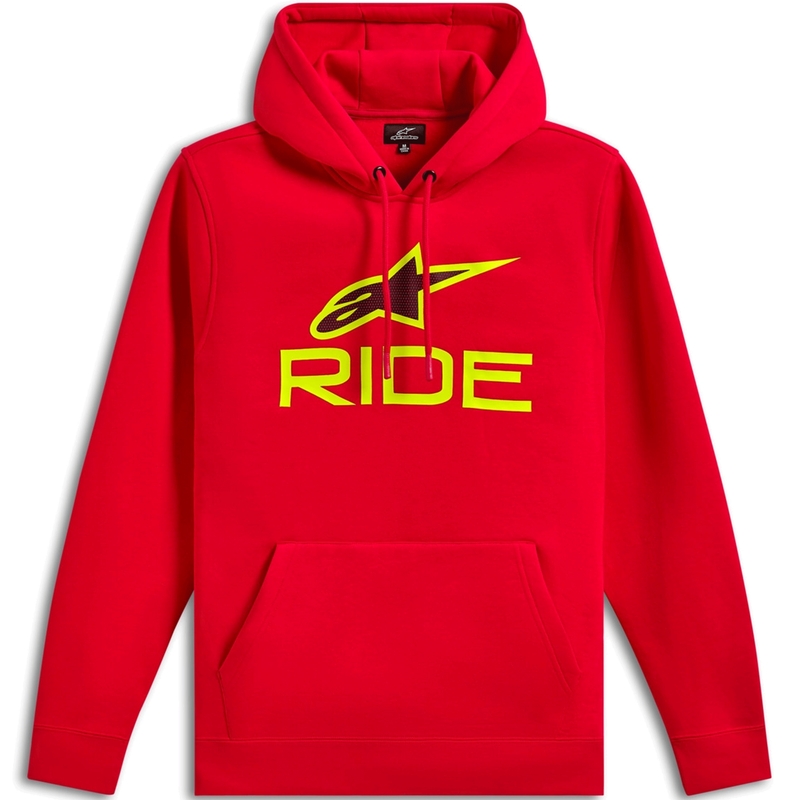 Sweat à capuche Alpinestars Ride 3 rouge-jaune fluo-noir