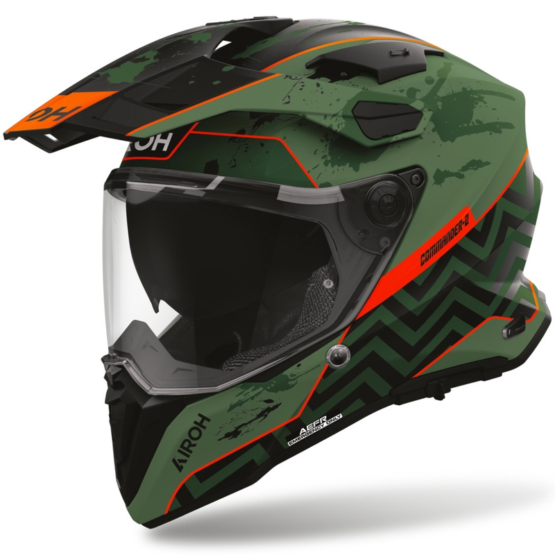 Casque de moto enduro Airoh Commander 2 Plug noir mat-vert-rouge