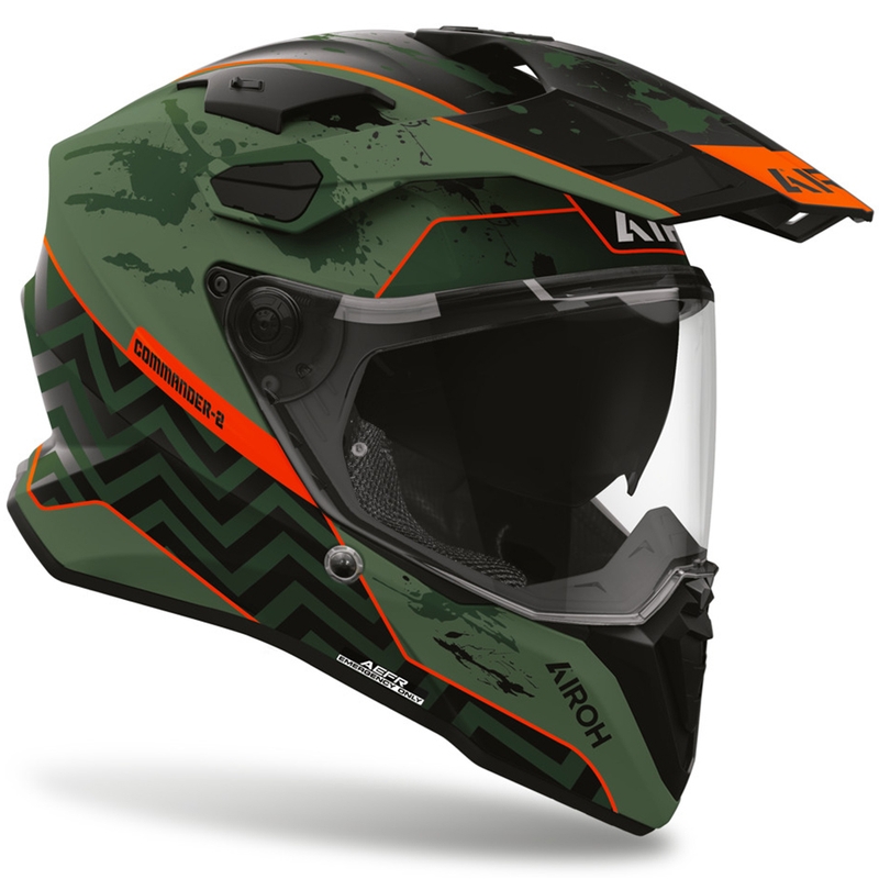 Casque de moto enduro Airoh Commander 2 Plug noir mat-vert-rouge