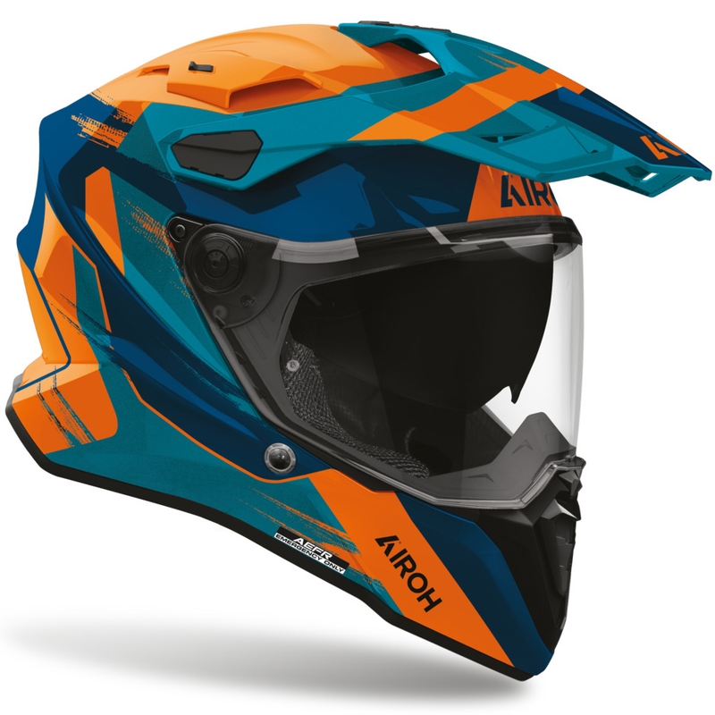 Casque de moto enduro Airoh Commander 2 Razor bleu-orange