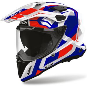 Casque de moto enduro Airoh Commander 2 Polar bleu-rouge