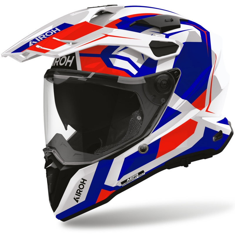 Casque de moto enduro Airoh Commander 2 Polar bleu-rouge