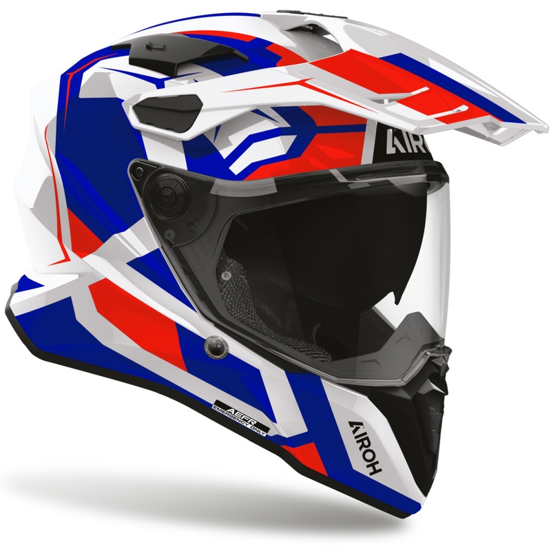 Casque de moto enduro Airoh Commander 2 Polar bleu-rouge