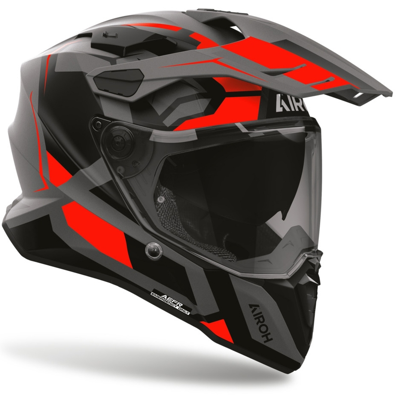 Casque de moto enduro Airoh Commander 2 Polar rouge fluo mat