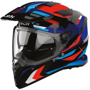 Casque de moto enduro Airoh BADX-X Glitch bleu-rouge