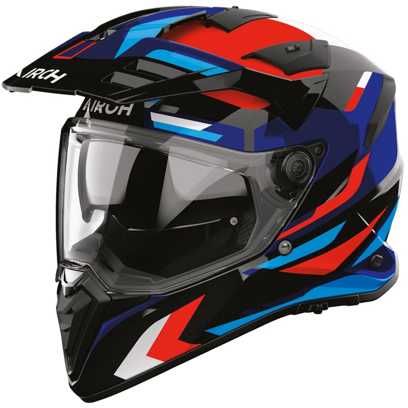 Casque de moto enduro Airoh BADX-X Glitch bleu-rouge