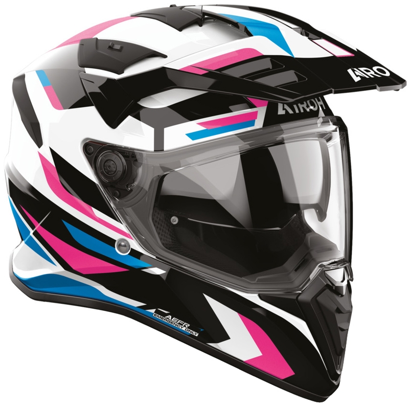 Casque de moto enduro Airoh BADX-X Glitch rose