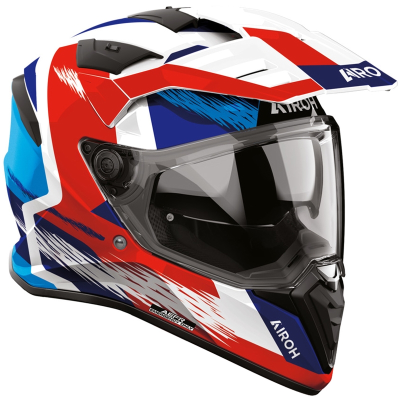 Casque de moto enduro Airoh BADX-X Airspeed bleu-rouge