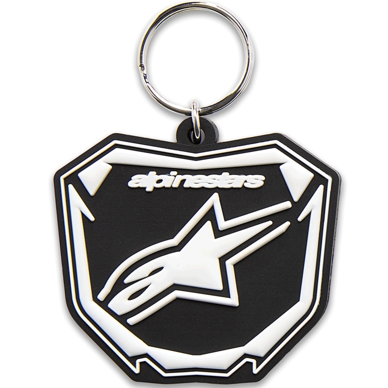 Porte-clés plaque Alpinestars noir et blanc