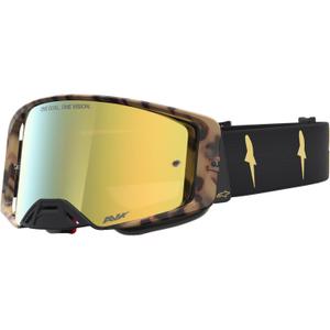 Lunettes de motocross Alpinestars Supertech Zona édition limitée, noir-marron avec verres en plexiglas doré miroir.