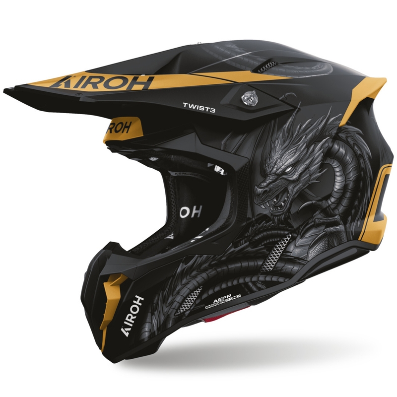 Casque de motocross Airoh Twist 3 Maleficent noir mat et or