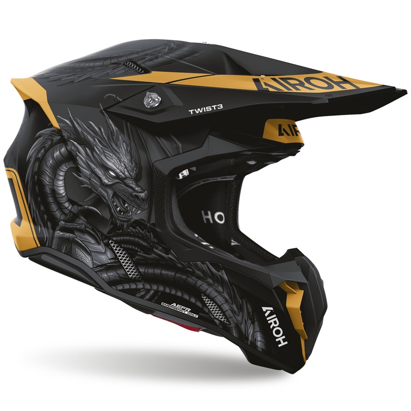 Casque de motocross Airoh Twist 3 Maleficent noir mat et or