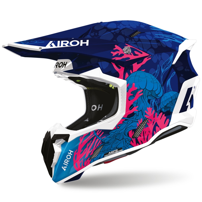 Casque de motocross sous-marin Airoh Twist 3 bleu-blanc-rose