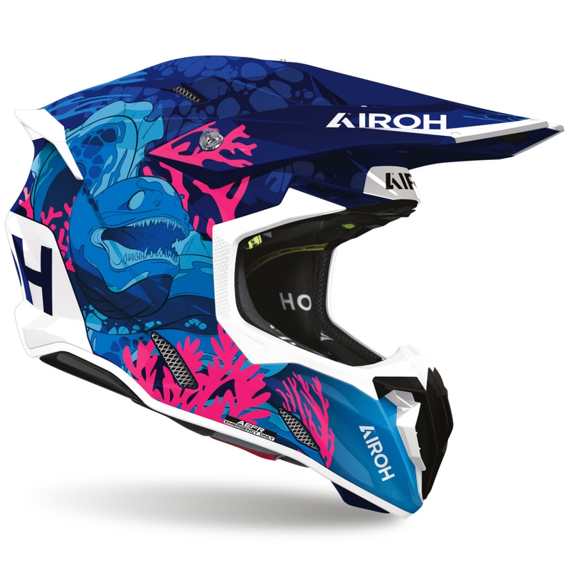 Casque de motocross sous-marin Airoh Twist 3 bleu-blanc-rose