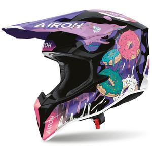 Casque de motocross Airoh Wraaap Donuts rose-violet-noir