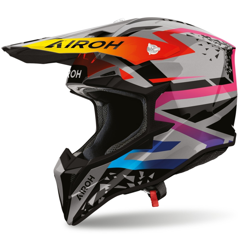 Casque de motocross Airoh Wraaap Karma gris multicolore
