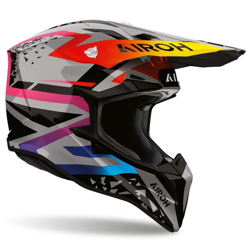 Casque de motocross Airoh Wraaap Karma gris multicolore
