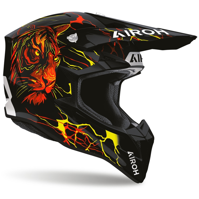 Casque de motocross Airoh Wraaap Tyger noir-rouge-jaune