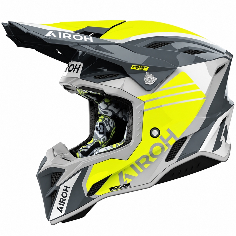 Casque de motocross Airoh Aviator Factory Atlan gris-jaune