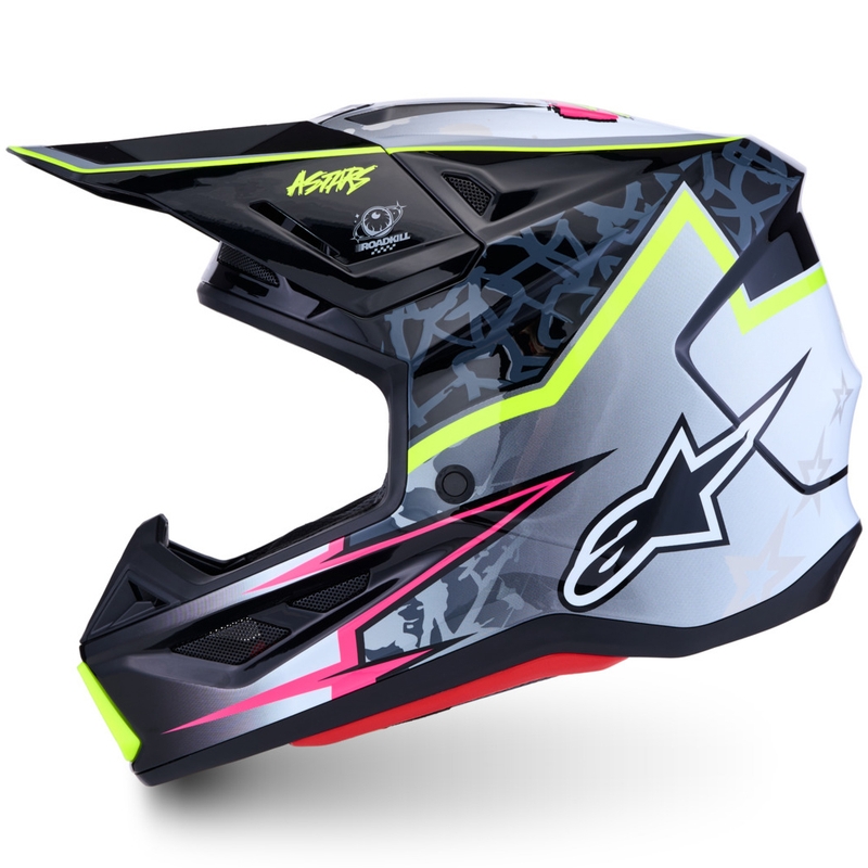 Casque de motocross Alpinestars Supertech S-M7 Blaster gris-jaune fluo