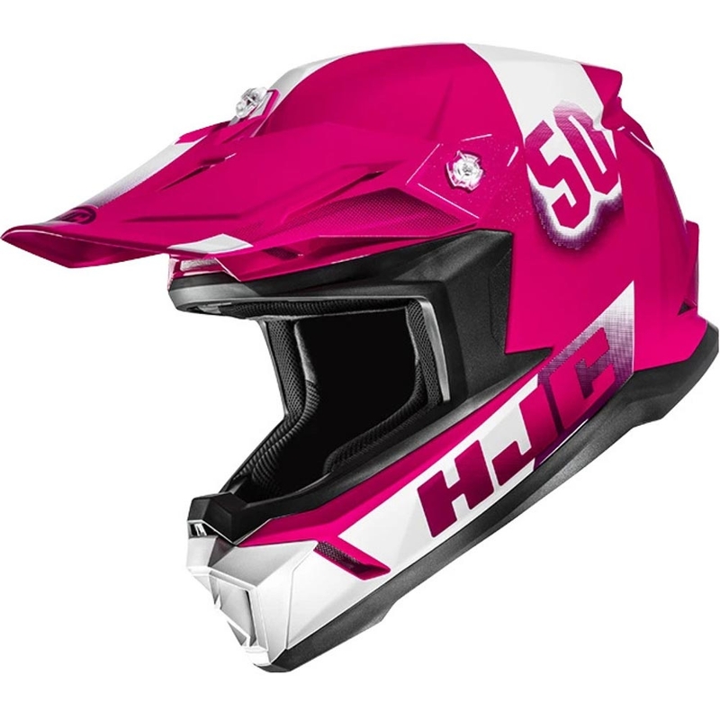 Casque de motocross enfant HJC Y50 rose et blanc