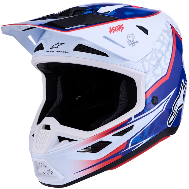 Casque de motocross Alpinestars Supertech S-M7 Blaster blanc et bleu