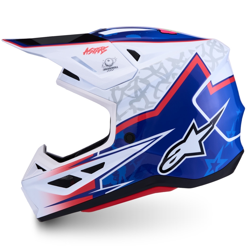 Casque de motocross Alpinestars Supertech S-M7 Blaster blanc et bleu