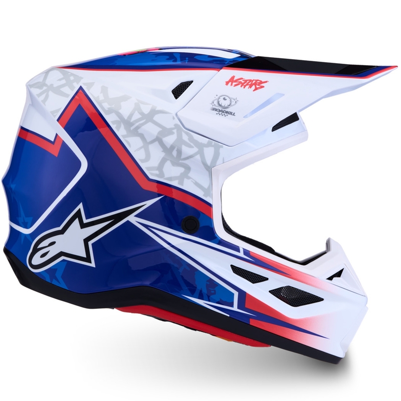 Casque de motocross Alpinestars Supertech S-M7 Blaster blanc et bleu