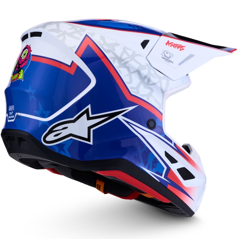 Casque de motocross Alpinestars Supertech S-M7 Blaster blanc et bleu