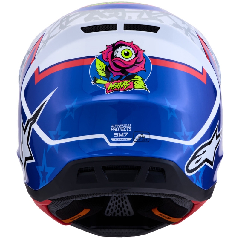 Casque de motocross Alpinestars Supertech S-M7 Blaster blanc et bleu