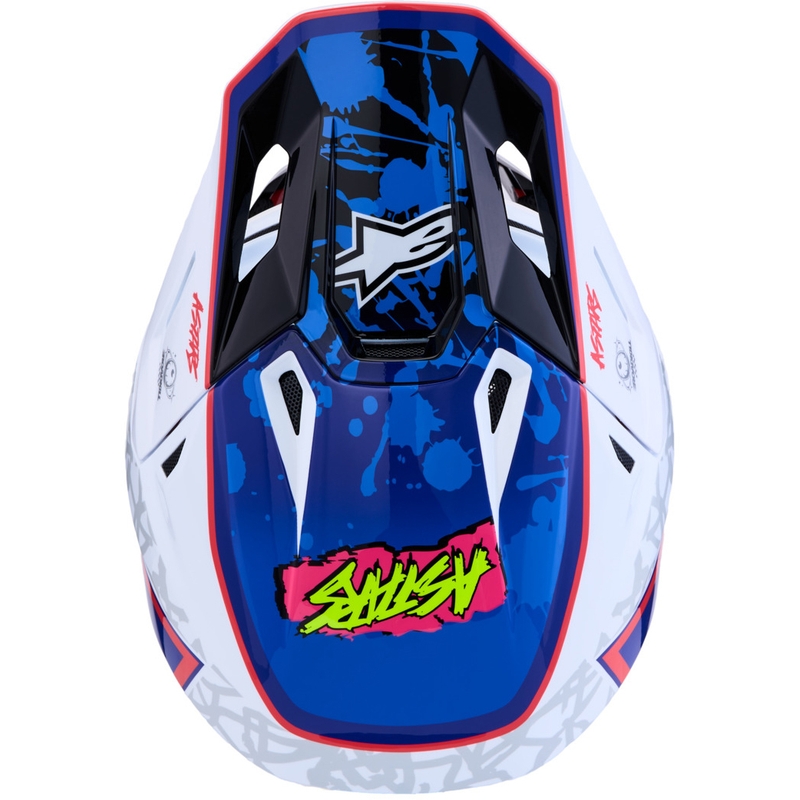 Casque de motocross Alpinestars Supertech S-M7 Blaster blanc et bleu