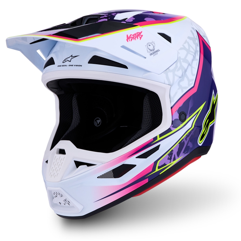 Casque de motocross Alpinestars Supertech S-M7 Blaster violet et blanc