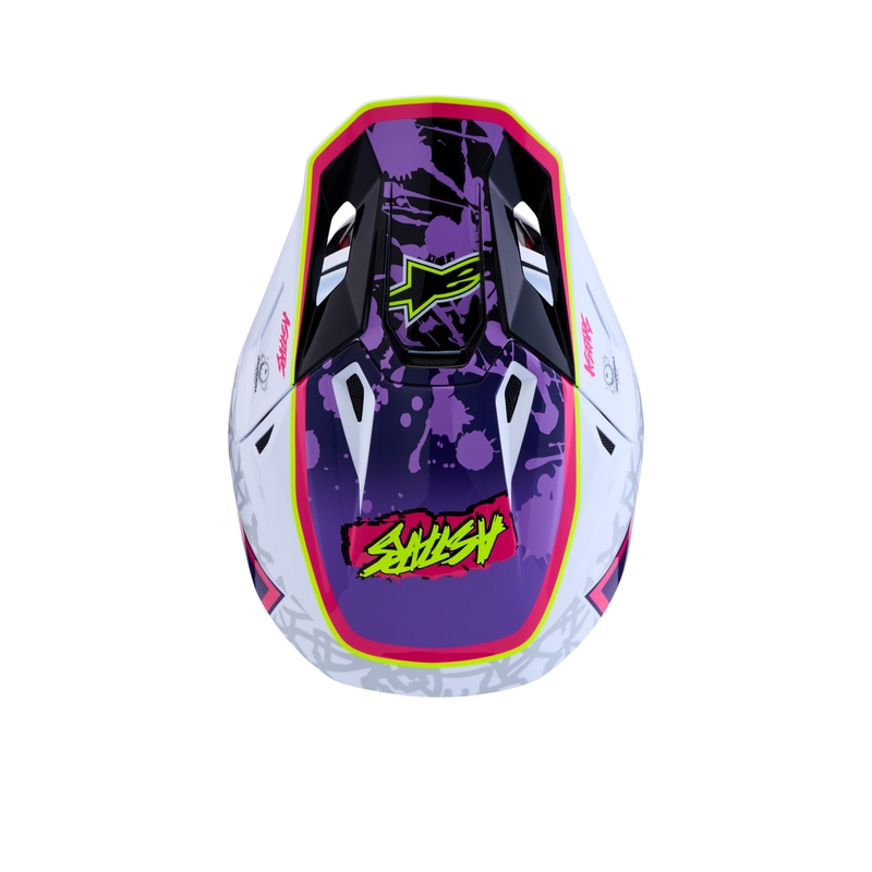 Casque de motocross Alpinestars Supertech S-M7 Blaster violet et blanc