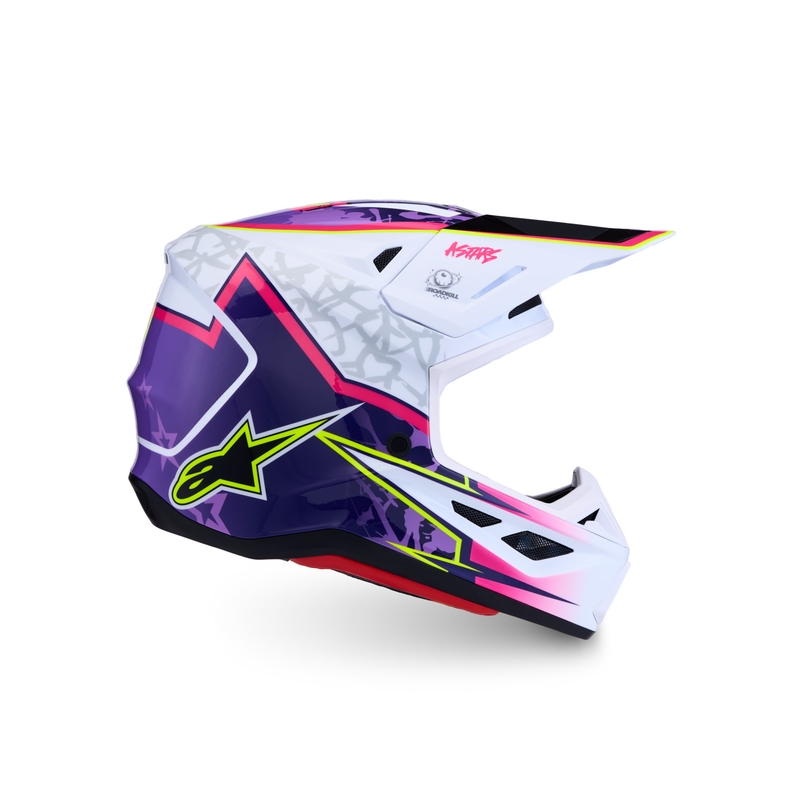 Casque de motocross Alpinestars Supertech S-M7 Blaster violet et blanc