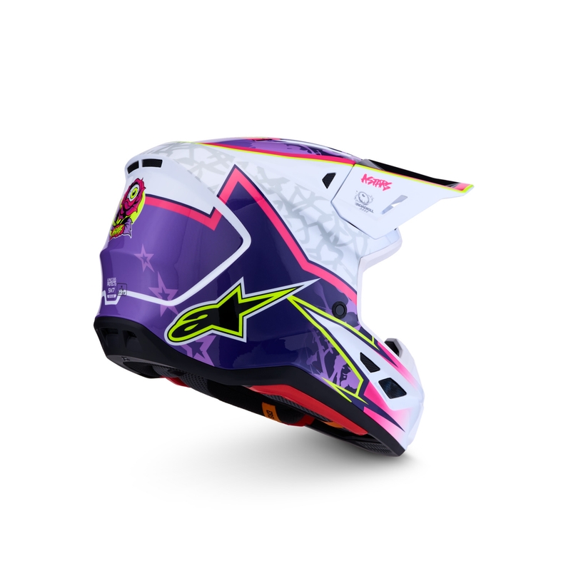 Casque de motocross Alpinestars Supertech S-M7 Blaster violet et blanc