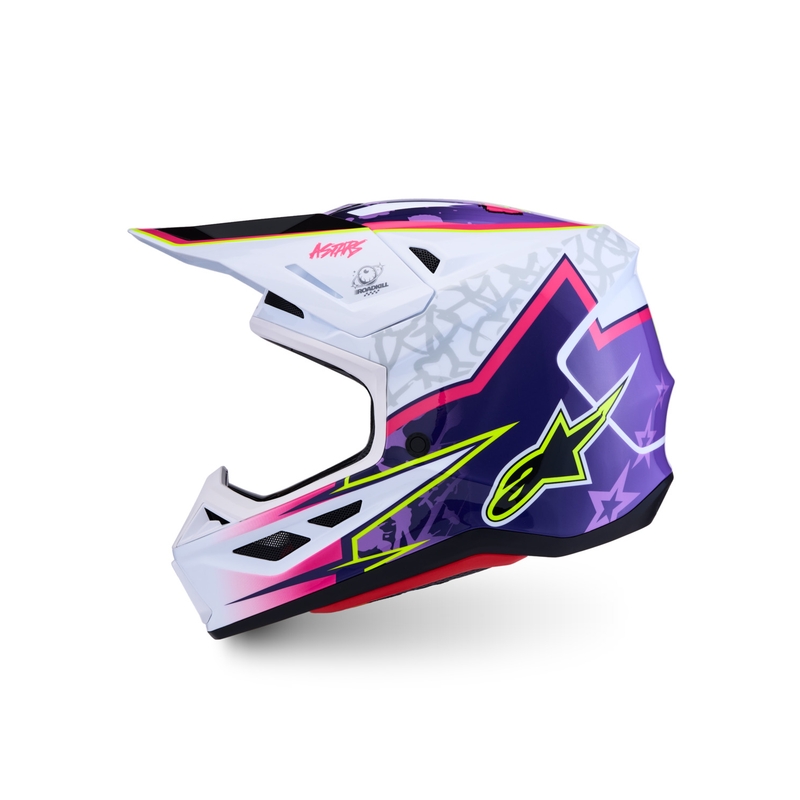 Casque de motocross Alpinestars Supertech S-M7 Blaster violet et blanc