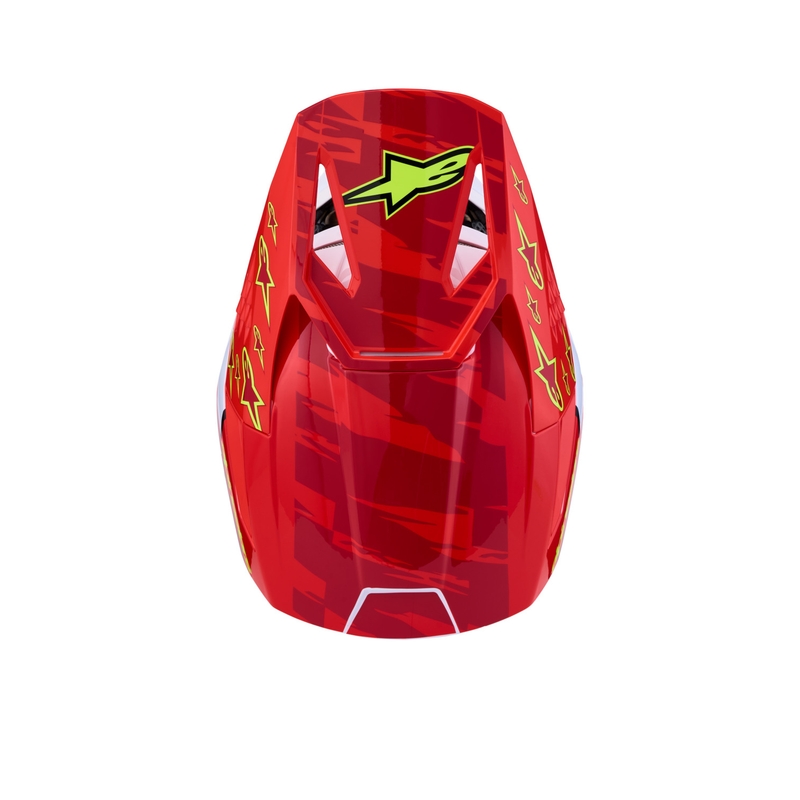 Casque de motocross Alpinestars S-M3 Falcon rouge fluo et blanc