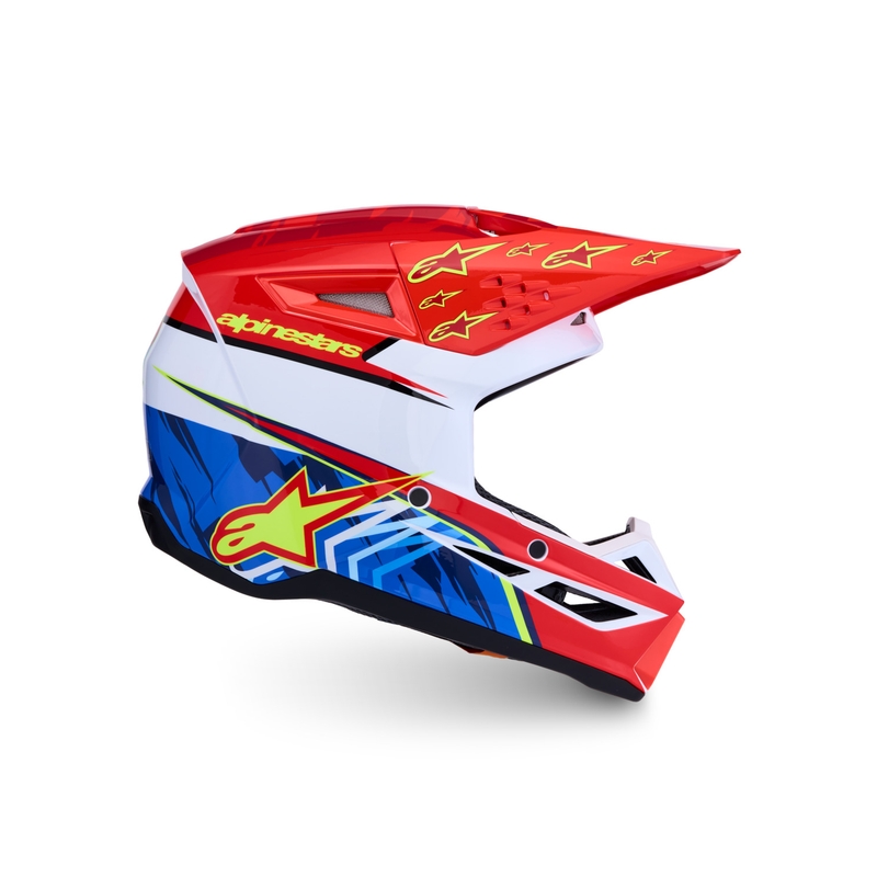 Casque de motocross Alpinestars S-M3 Falcon rouge fluo et blanc