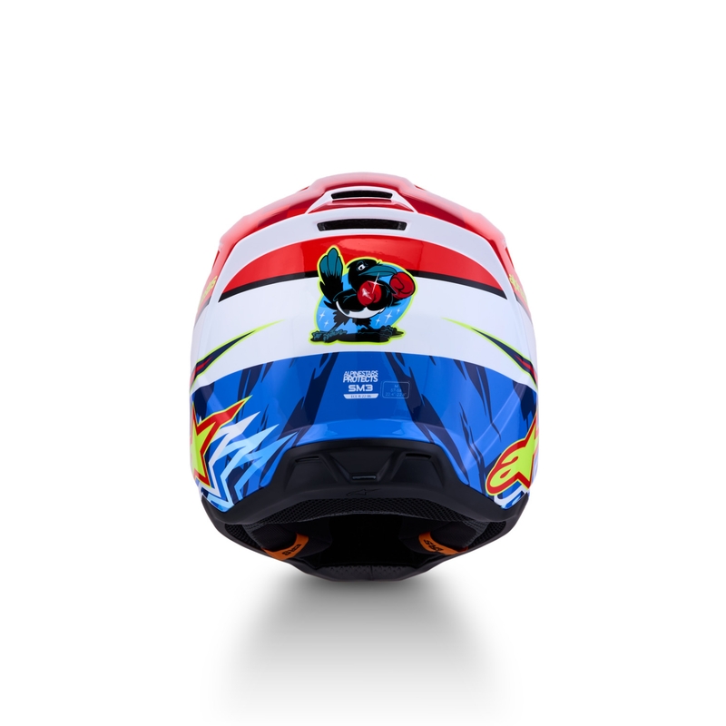 Casque de motocross Alpinestars S-M3 Falcon rouge fluo et blanc