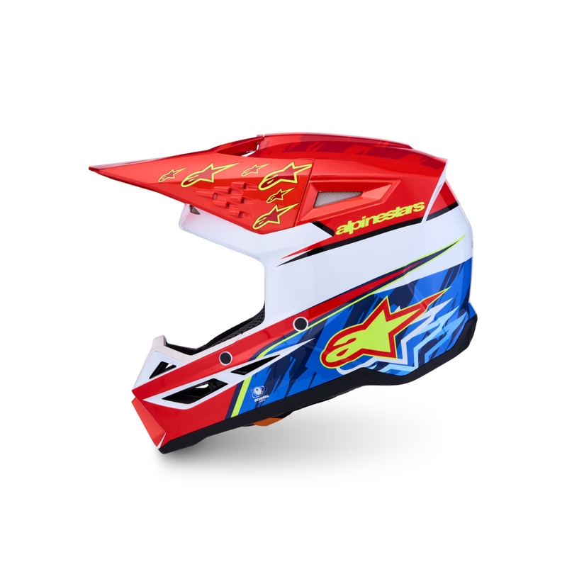 Casque de motocross Alpinestars S-M3 Falcon rouge fluo et blanc