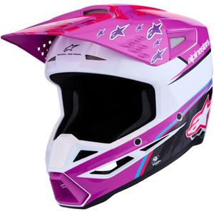 Casque de motocross Alpinestars S-M3 Falcon violet-blanc-rose fluo