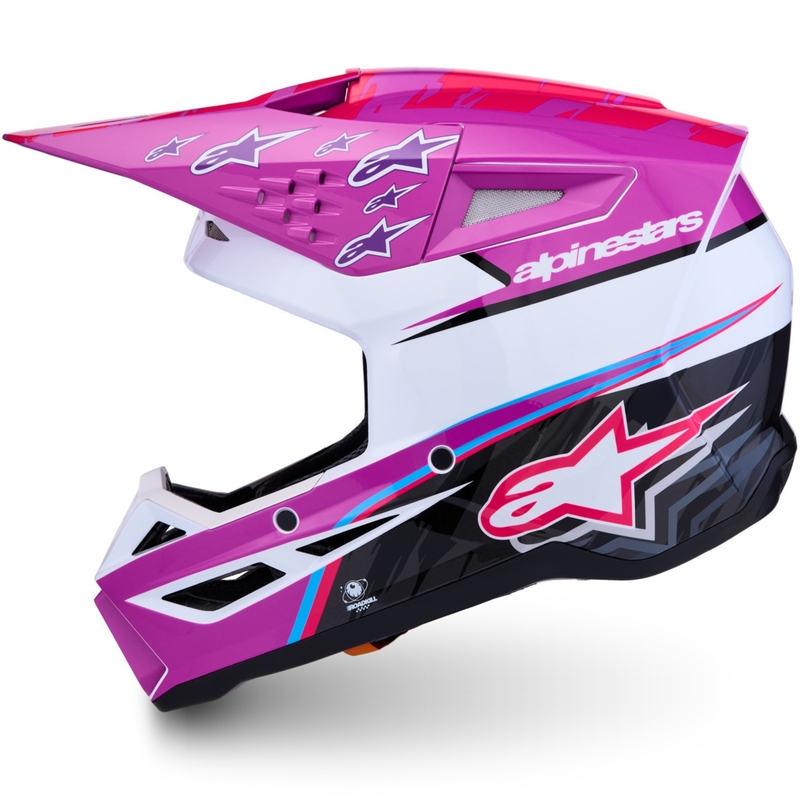 Casque de motocross Alpinestars S-M3 Falcon violet-blanc-rose fluo