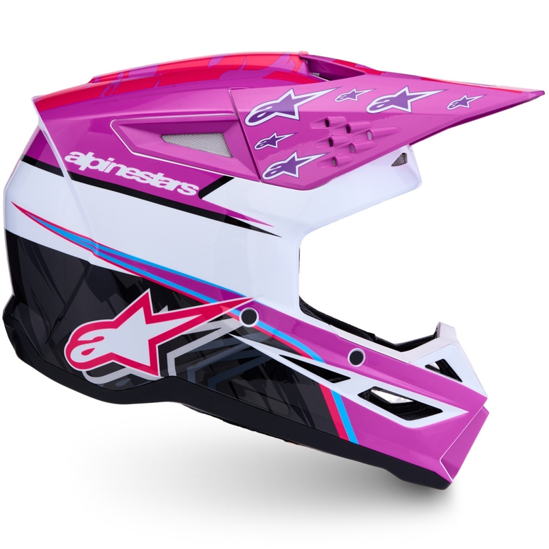 Casque de motocross Alpinestars S-M3 Falcon violet-blanc-rose fluo