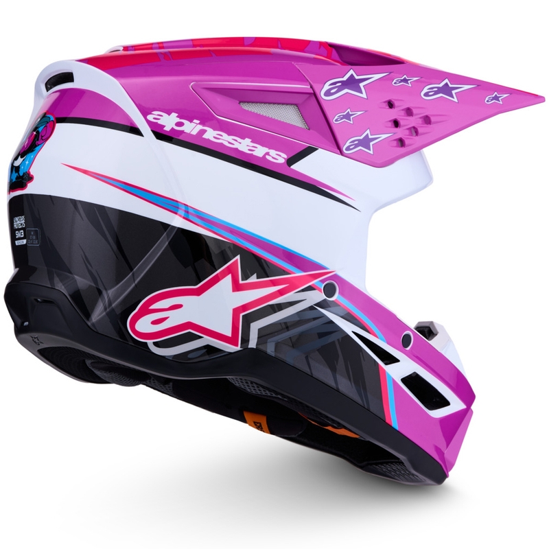 Casque de motocross Alpinestars S-M3 Falcon violet-blanc-rose fluo