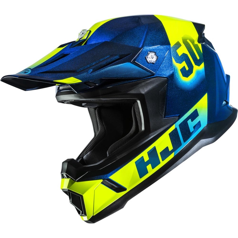 Casque de motocross HJC C50 Dash MC2 bleu fluo jaune