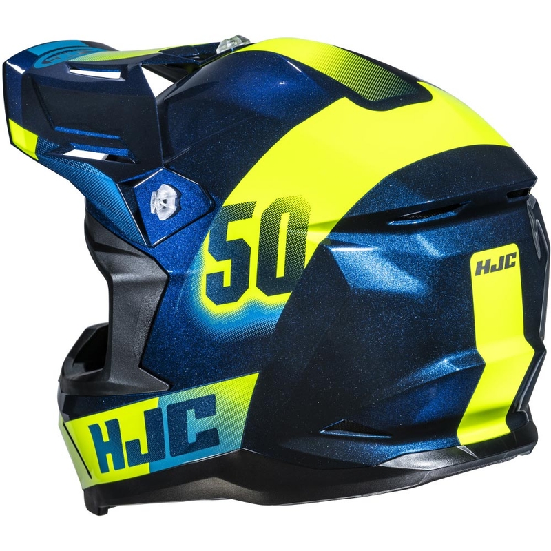 Casque de motocross HJC C50 Dash MC2 bleu fluo jaune