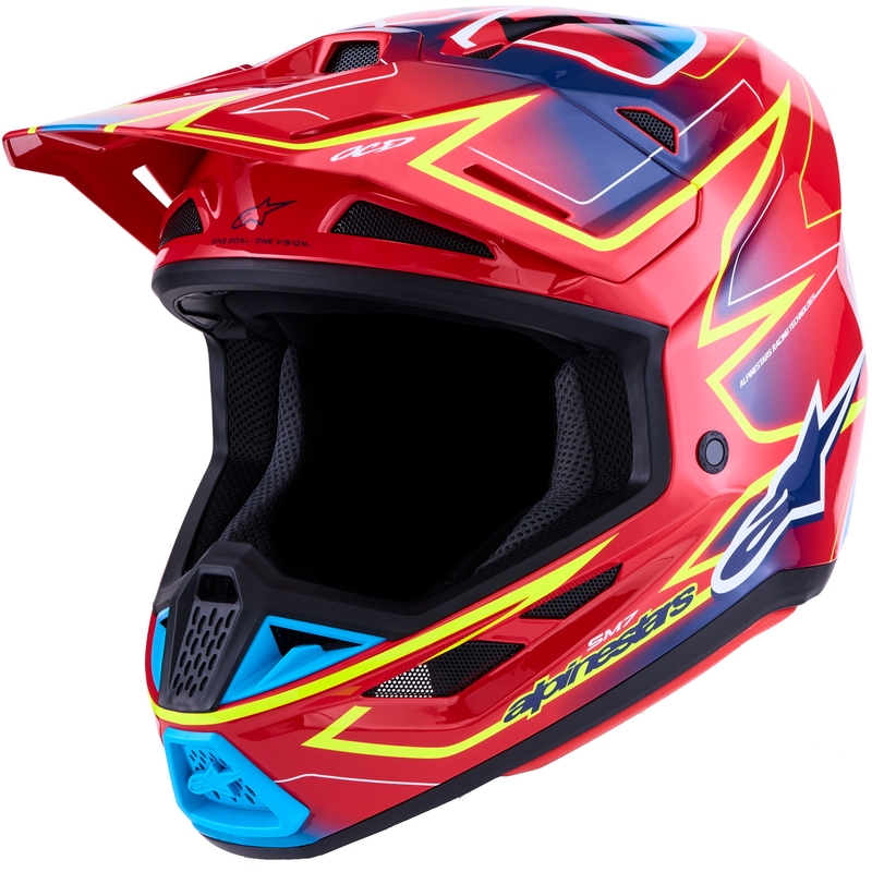 Motokrosová helma na motorku Alpinestars Supertech S-M7 Cast červeno-fluo žlutá